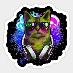 Cat DJ  Rave  DJ  S DJ EDM Rave Sticker